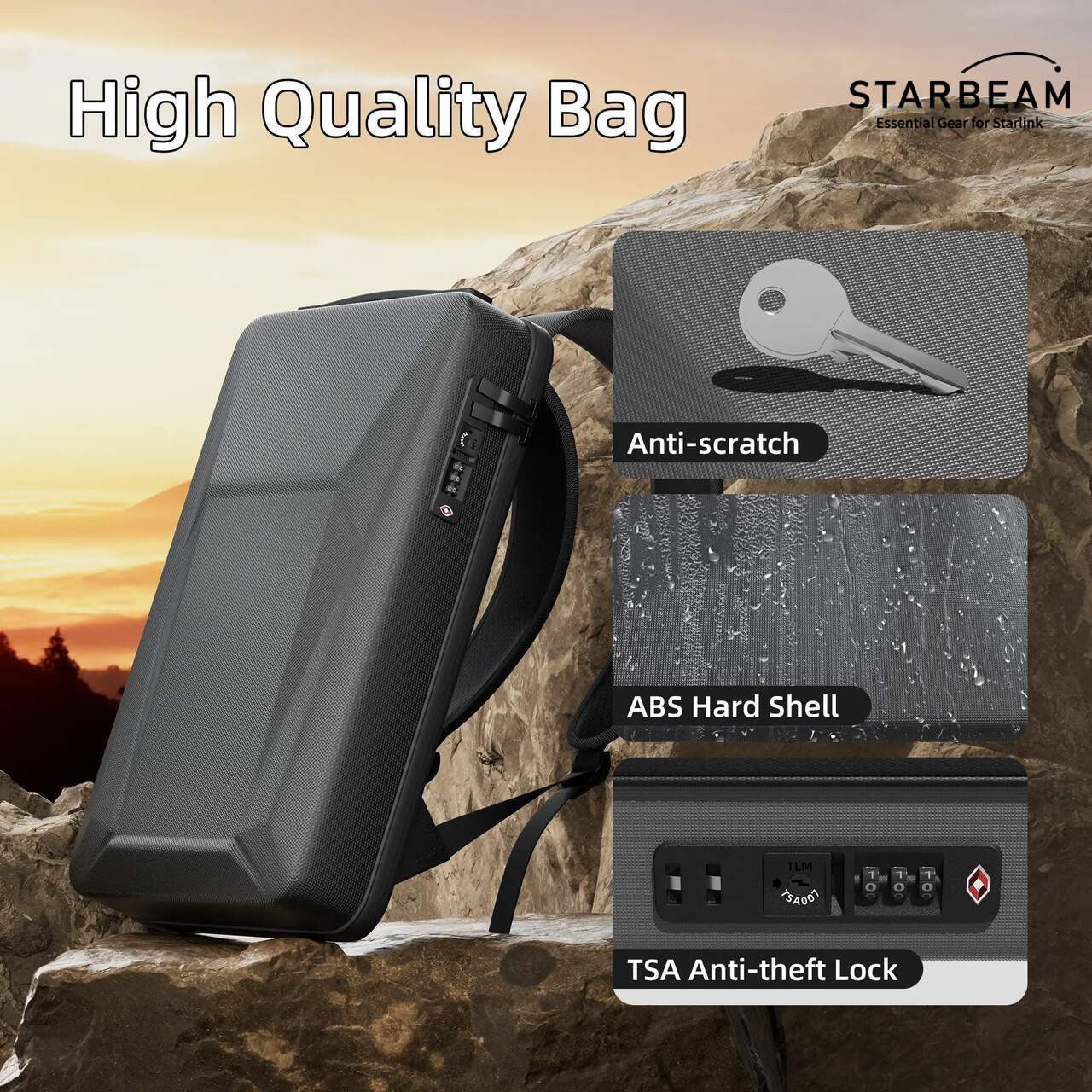 STARLINK MINI HARD SHELL ANTI-THEFT BACKPACK WITH TSA LOCK
