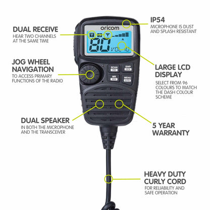 UHF350DR Dual Receive UHF CB Radio | Controller Microphone