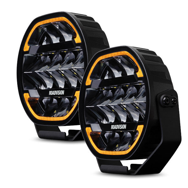 Dynamilux Series 8" LED Driving Lights (Pair) + Wiring Harness