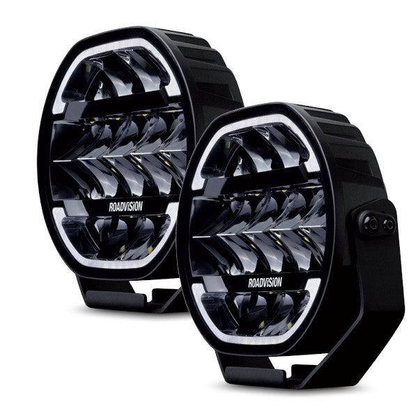 Dynamilux Series 8" LED Driving Lights (Pair) + Wiring Harness
